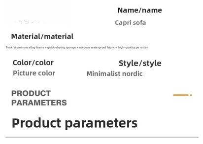 Outdoor villa courtyard sofa high-end teak sofa furniture combination hotel homestay waterproof