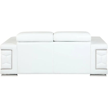 Furniture Usry Top Grain Italian Leather Set with Multi-Position Adjustable Headrests, Elegant Contemporary Design
