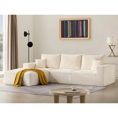 Luxury Sectional Cloud Boneless Sofa Couches | 113'' 3 Seater U-Shaped Modern Lounge Couch | No Assembly Modular for Living Room