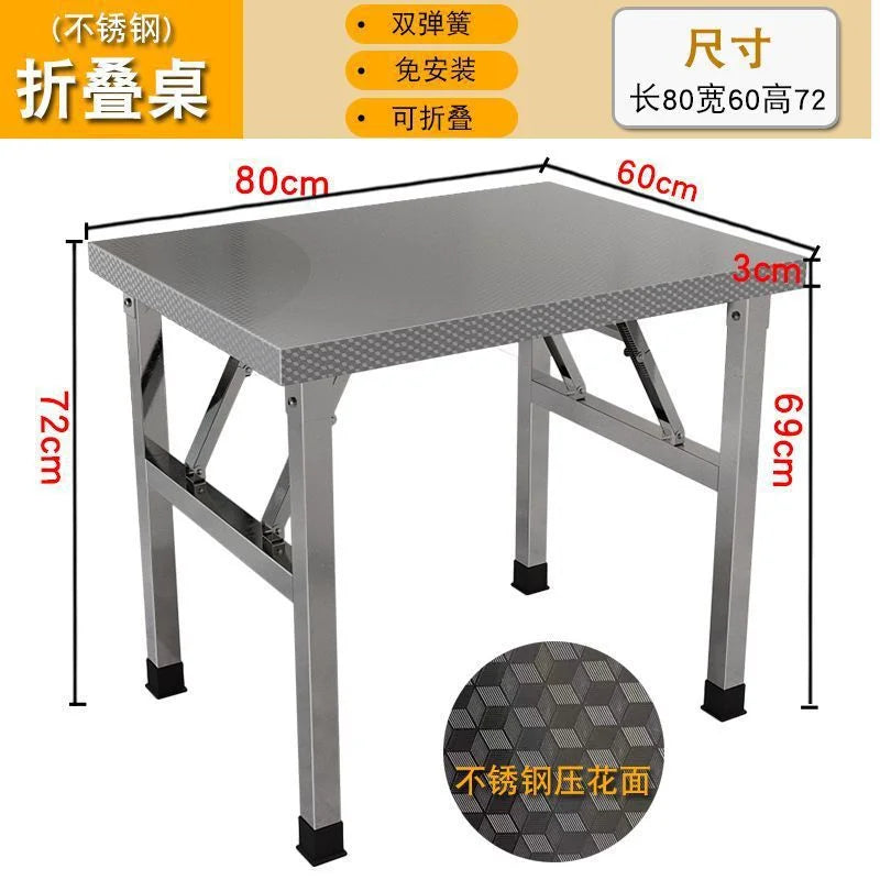 Square Folding Utility Table Home Restaurant Stainless Steel Dinner Tables Outdoor Indoor Portable Foldable Wedding Dining Table