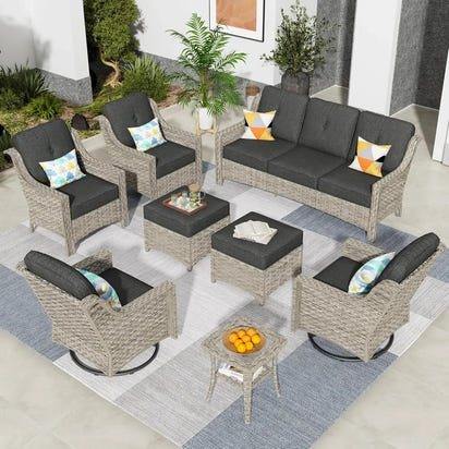 Wicker Outdoor Furniture Patio Conversation Rattan Sofa Set for Garden,Poolside,Backyard,Deck