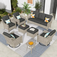 Wicker Outdoor Furniture Patio Conversation Rattan Sofa Set for Garden,Poolside,Backyard,Deck