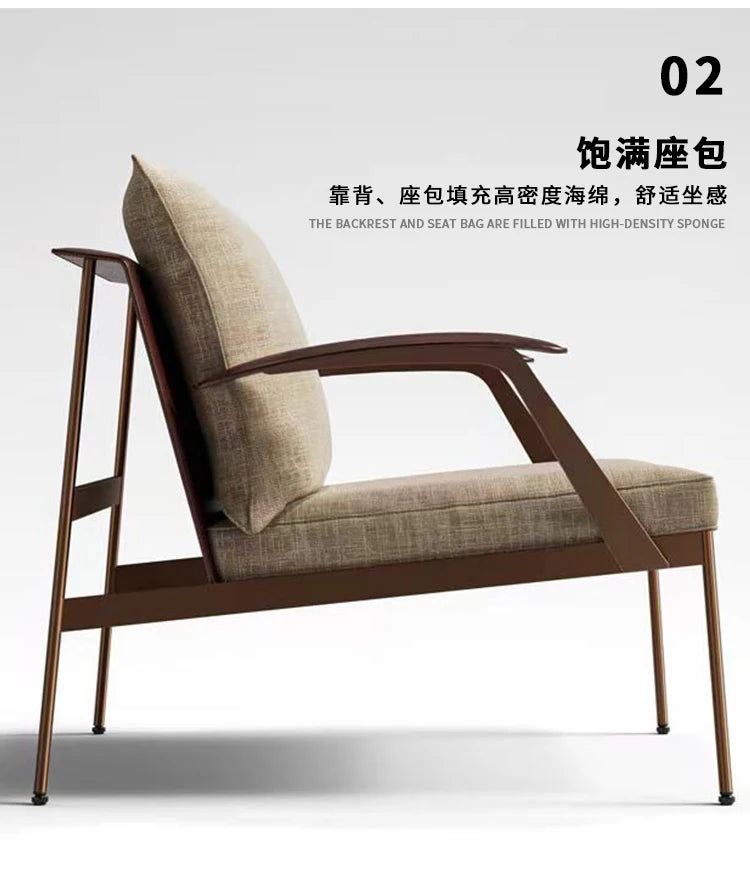 Single Light Luxury Designers Stainless Chair  Minimalist Backrest Armchair Negotiation Living Room Chair Sofa Stool Furniture
