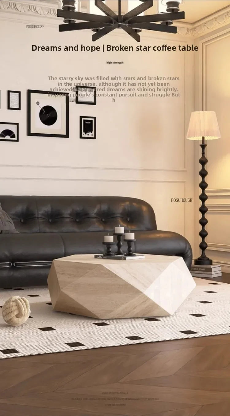 Luxury Rock Board Coffee Tables Villa Living Room Tea Table for Living Room Furniture High-grade Luxurious Side Table