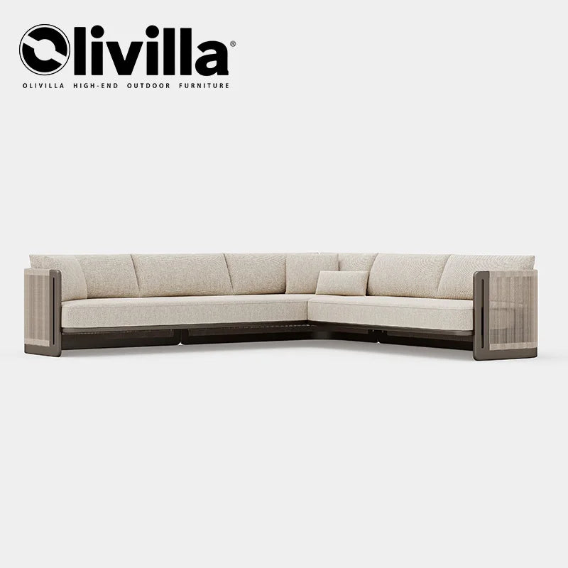 Villa Garden Rope Weaving Aluminum Alloy Sofa Hotel Sunroom Outdoor Leisure Furniture Courtyard Garden Waterproof Outdoor Sofa