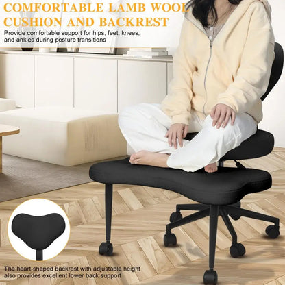 Cross Leg Chair - Meditation Chair with Wheels, ADHD Chair, Height Adjustable Seat, Adjustable Footstool