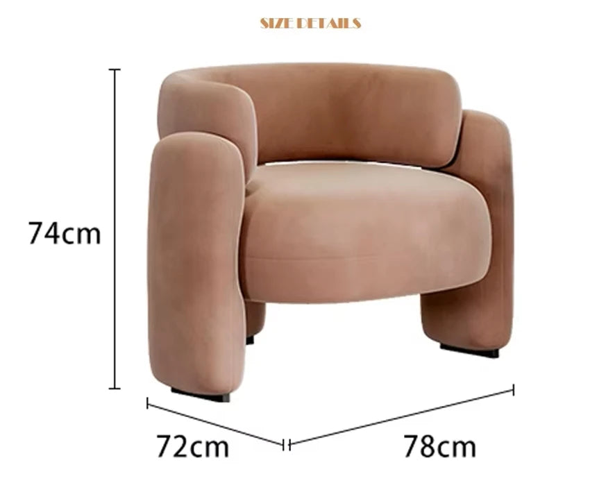 Modern Velvet Upholstered Wing Back Accent Chair Orange Barrel-Shaped Leisure Armchair Living Room Bedroom Nordic Comfy