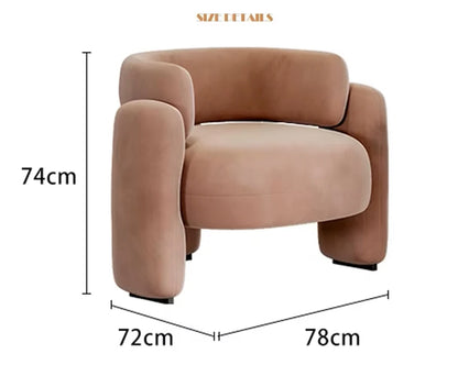 Modern Velvet Upholstered Wing Back Accent Chair Orange Barrel-Shaped Leisure Armchair Living Room Bedroom Nordic Comfy
