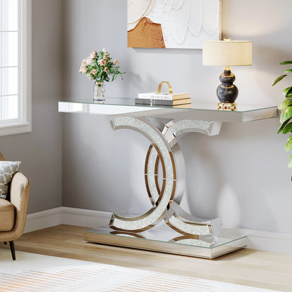 Tribesigns Gold Entryway Table, Modern 39-Inch Console Faux Marble Narrow Wood Sofa with Geometric Metal Legs