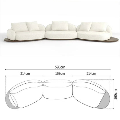 Living Room Coffee Table Designer Creative Three-person Log Style Furniture Modern Simple Modern Morocco Fabric Sectional Sofas