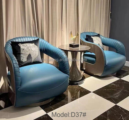 Italian style living room small chairs office and guest rooms single sofa chairs rotatable genuine leather leisure chairs