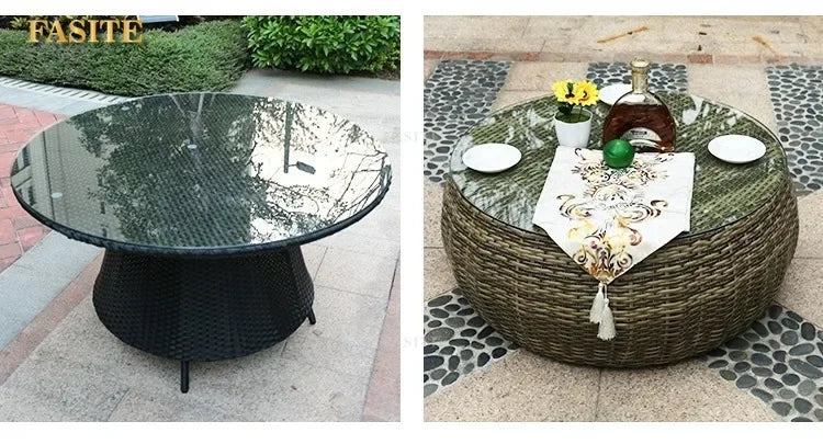 Outdoor round rattan sofa combination garden courtyard