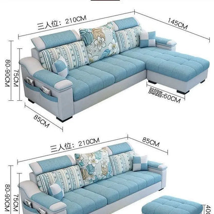Fully Furnished Living Room Modern Fabric Sofa 3-Seater Removable Washable Cotton Linen Apartment Size