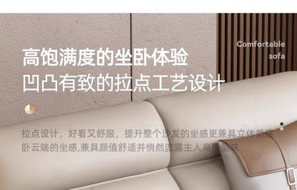 The first layer of cowhide leather sofa living room combination modern simple size apartment cream style leather sofa