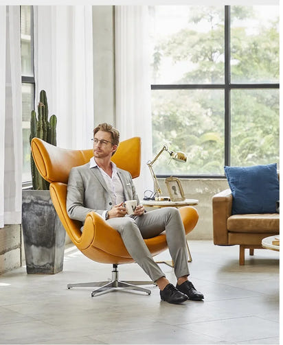 U-BEST European home bedroom leather stainless steel furniture lazy upholstered accent chair Imola chair recliner chair