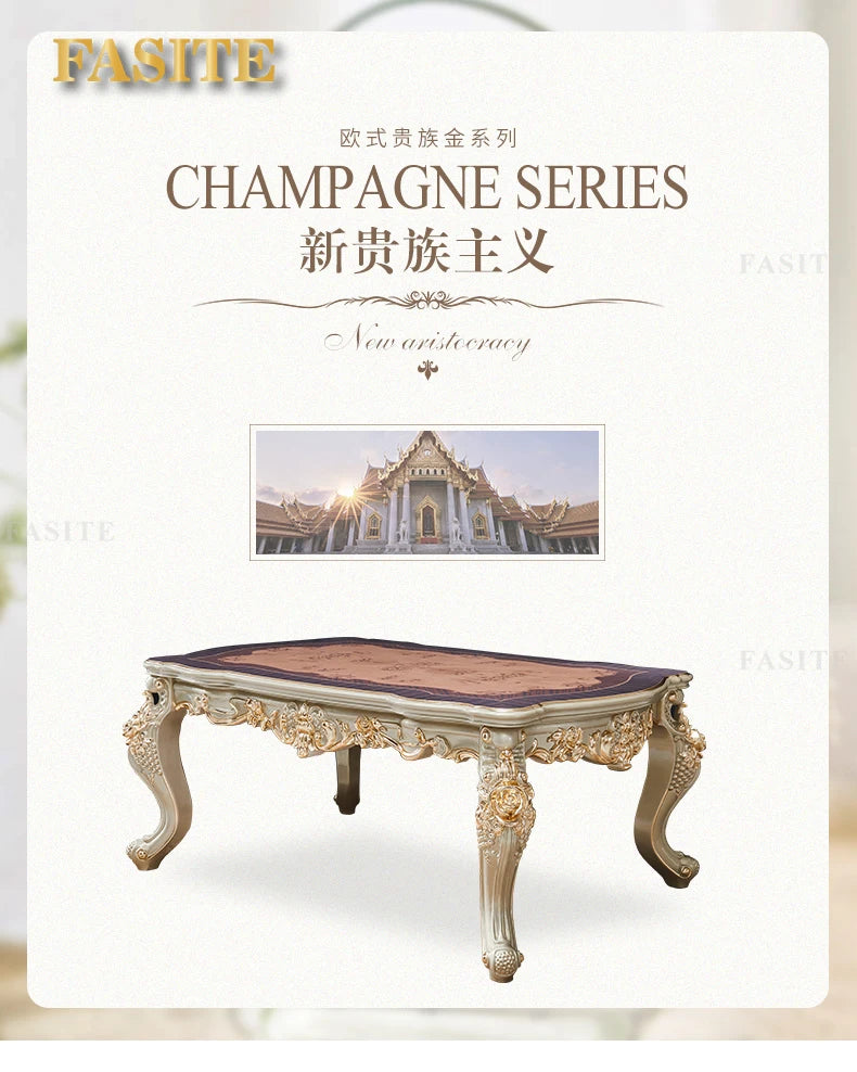 Nordic European solid wood dining table and chair combination household luxury American champagne gold dining table rectangular