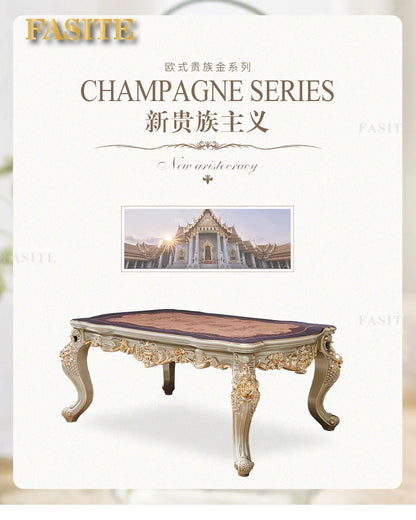 Nordic European solid wood dining table and chair combination household luxury American champagne gold dining table rectangular