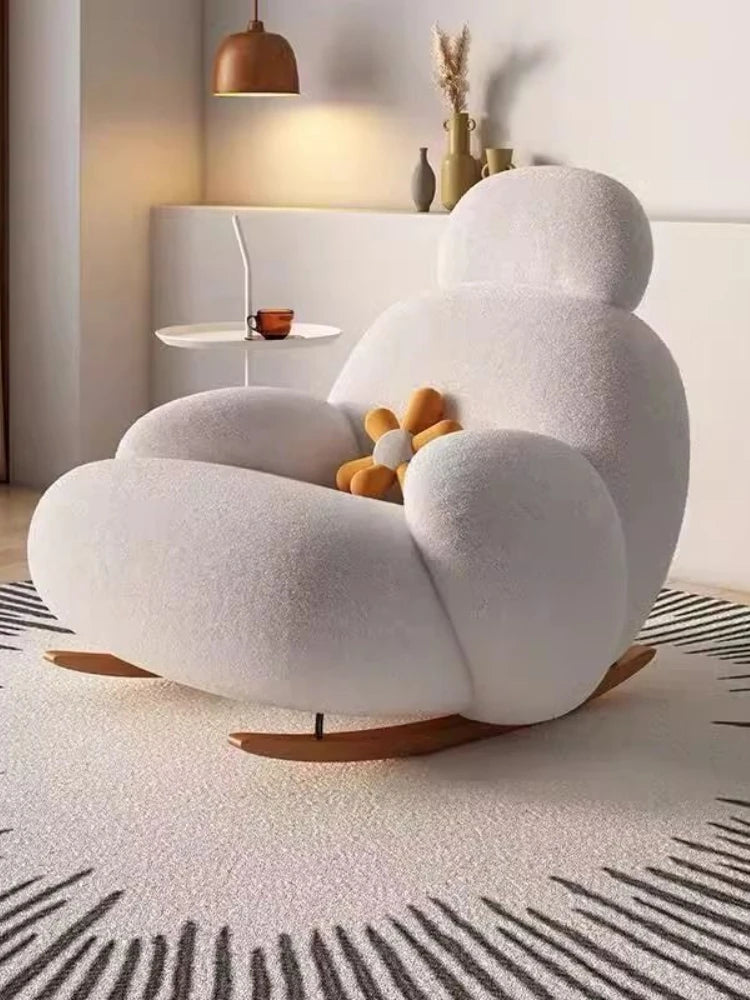 Shaking lazy sofa single cream living room lazy chair simple balcony bedroom