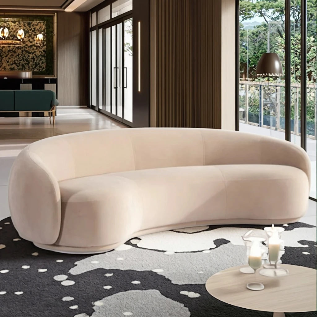 Custom Tufted Curved Sectional Sofa Set Individual Matrimonial Furniture for Hotels Wood Stylish Sofa Bed for Hall Sofas