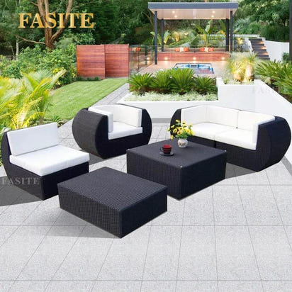 Budget-friendly Outdoor Rattan Woven Sofa, Outdoor Garden, Villa, Courtyard Balcony, Casual Corner Sofa, Coffee Table