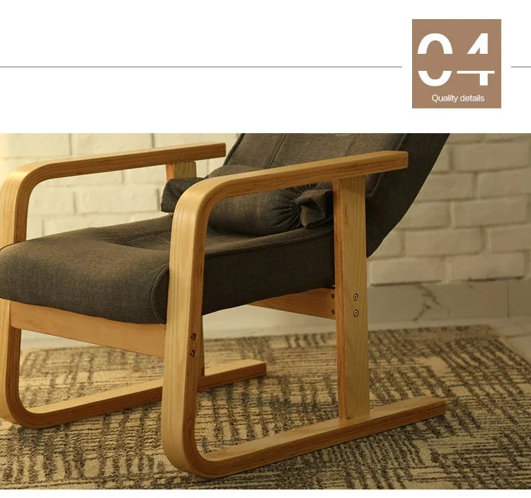 Solid Wood Living Room Designer Leisure Chair Balcony Bedroom Dormitory Fold Recliner Home Furniture Office Backrest Armrests