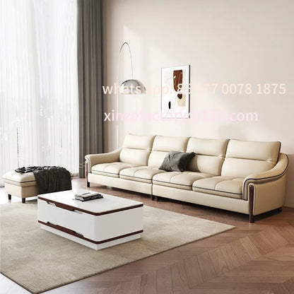 Customizable leather sofa size apartment living room simple and modern