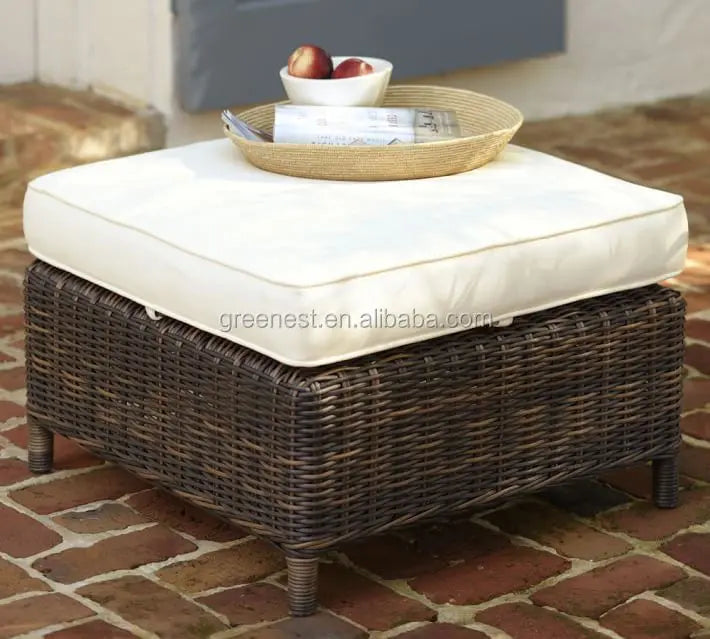 Garden Cheap Outdoor Ottoman Round Wicker Footstool