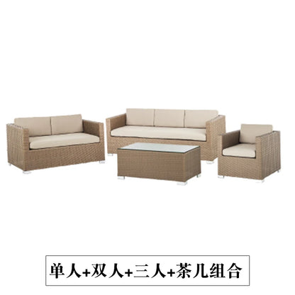 Outdoor Coffee Table Garden Sofas Combination Leisure Nordic Lawn Garden Sofas Simple Pe Rattan Furniture Sofá Jardín MHHYSF