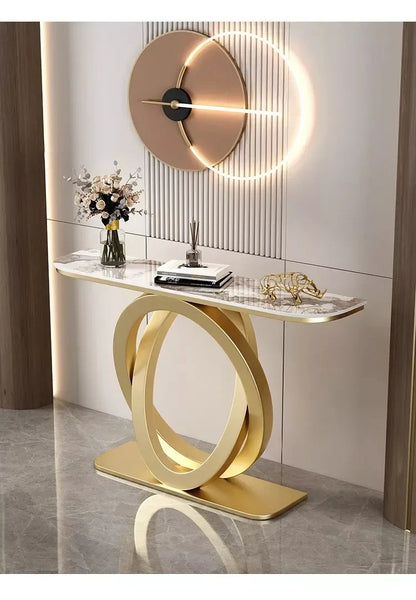 Luxurious Slate Console Tables Italian Semicircular Iron Entrance Cabinet Table Home Furniture Creative Corridor End View Desk T