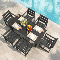 Patio Table and Chairs Set, Outdoor Dining Set for 6, Patio Furniture for Deck, Poolside, and Backyard, Black