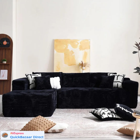 Stylish 104" cloud sectional couch with comfy chaise, boneless l shape sofa with deep seat, minimalist modular couches sleeper f