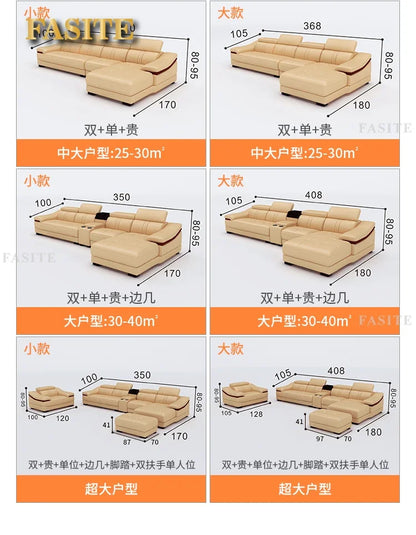 Genuine leather sofa head layer cowhide small unit,simple and modern functional, fashionable leather sofa combination decoration
