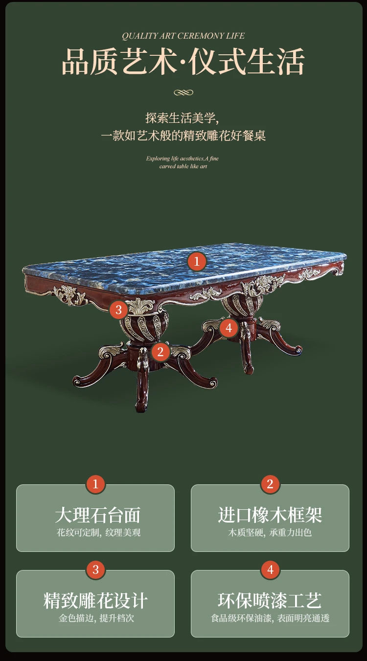 European dining table and chair combination villa household high-end small apartment dining tableT