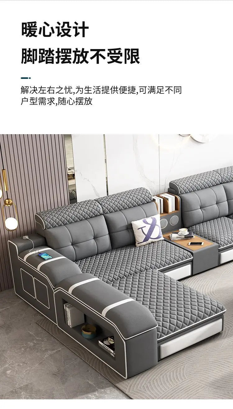 custom. [1856 People Collected] Simple Modern Large and Small Apartment Removable Fabric Sofa Set U-shaped Sofa Living Room Wash
