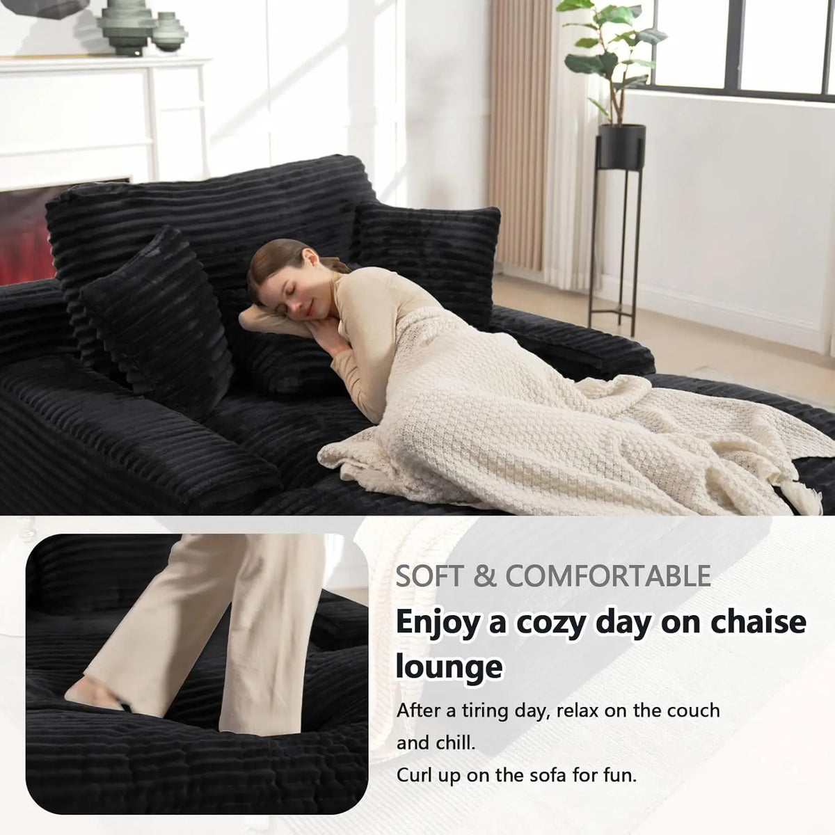 Modern Cloud Sectional Couch With L-Shape Chaise, Modular Boneless Sofa With Deep Seat, Comfy Plush Upholstered Couches