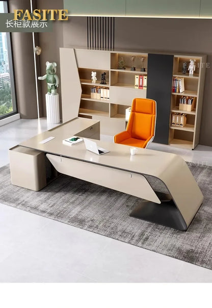 High-end Lacquered Boss Desk, Stylish Atmosphere, Modern and Simple Office Desk, High-end Workbench