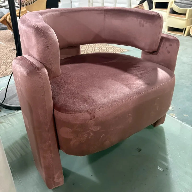 Nordic Chaise Loung Frosted Velvet Accent Chairs Curved Backrest Solid Wood Frame High Density Sponge Living Room Single Sofas