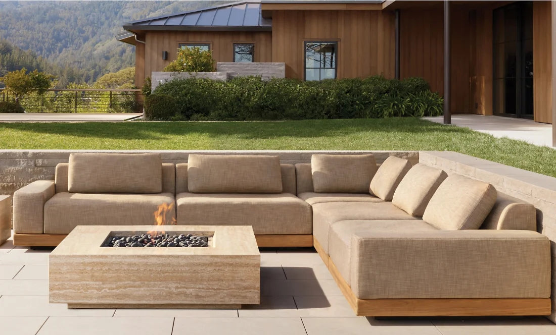 Modern Luxury All Weather Patio Garden Hotel Pool Sofa Set Outdoor Leisure Solid Wood Furniture Teak Modular Sofa L-Sectional