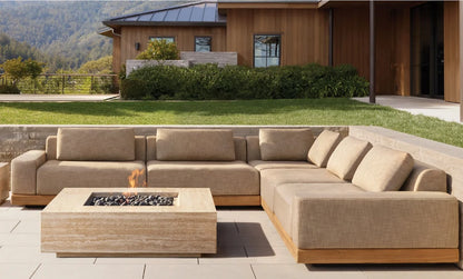 Modern Luxury All Weather Patio Garden Hotel Pool Sofa Set Outdoor Leisure Solid Wood Furniture Teak Modular Sofa L-Sectional