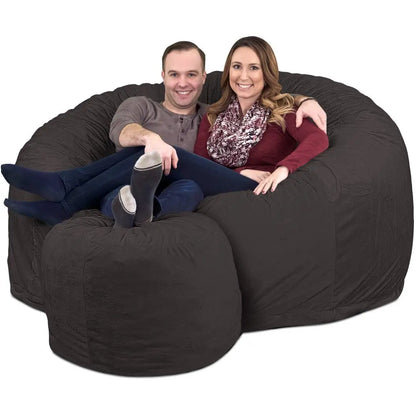 6ft Bean Bag Chair & Footstool, Oversize Bean Bag Chair for Adults, Comfy Chair Bean Bag Couch Lounge Sofa Loveseat, Customized