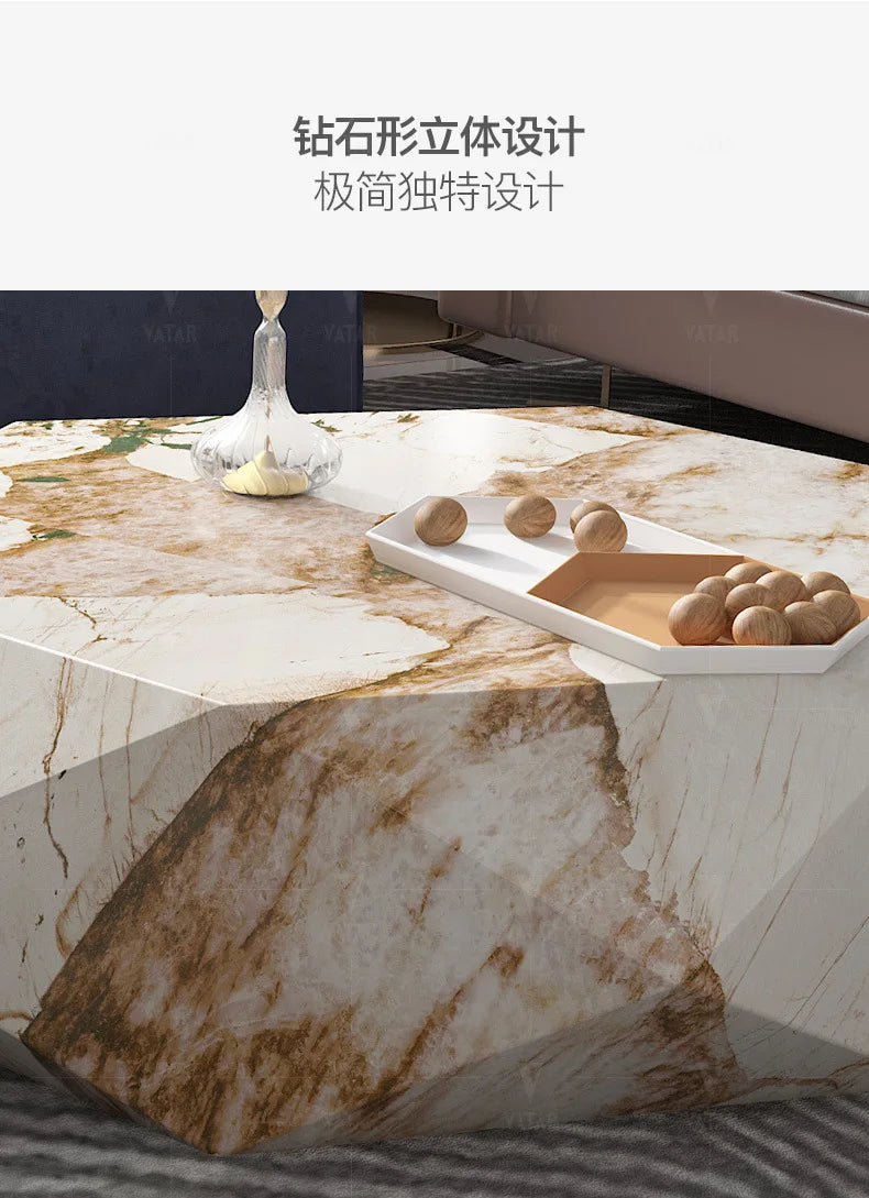 Living room creative water chestnut rock slab coffee table luxury tea table Nordic modern simple diamond rock slab coffee table