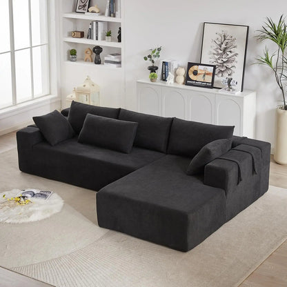 108'' L-Shaped Modular Sectional Sofa, Upholstered Chenille Cloud Couch with 6 Pillows, Cozy Deep Seat Couch for Living Room