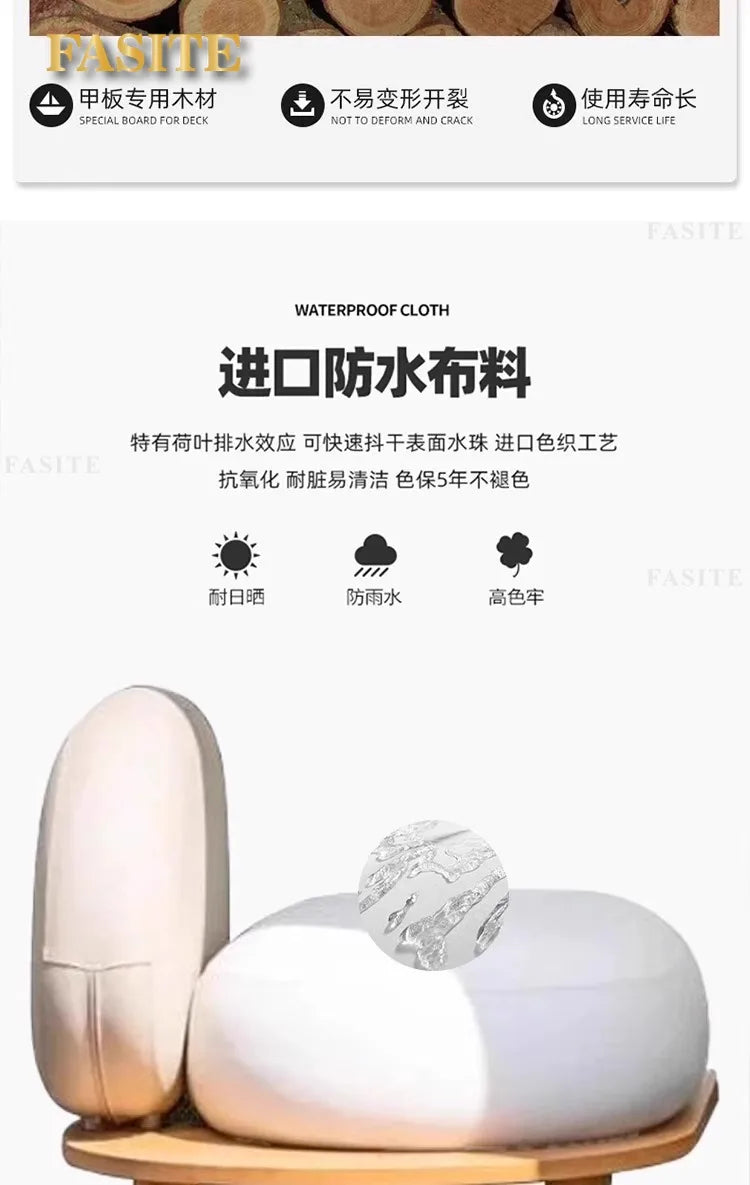 Outdoor teak courtyard Nordic style open-air famous villa anti-corrosion solid wood goose soft stone sofa