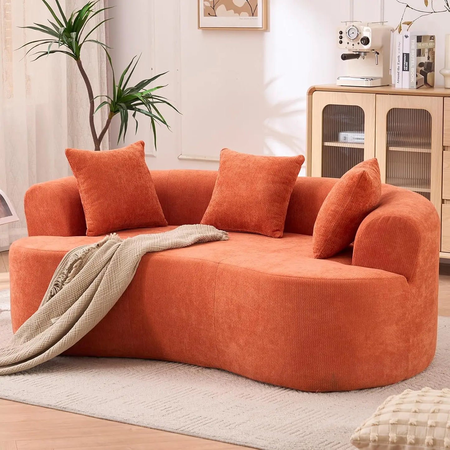 79" Boneless Loveseat Convertible Folding Sofa Bed, Twin Sleeper Sofa With Pillow, Modern Chenille Fabric Floor & Futon Loveseat