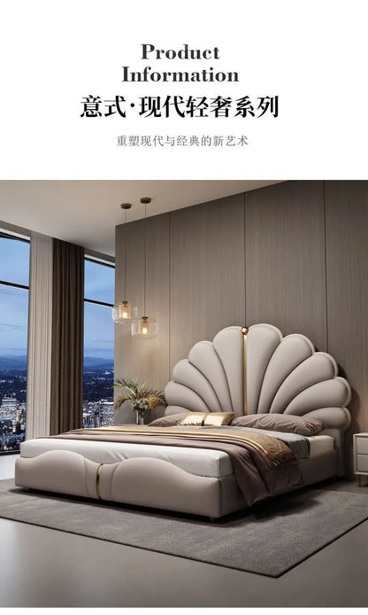 Nordic Aesthetic Double Bed European Queen Twin King Headboard Frame Luxury Cama Casal Furniture  Bed bases and bed frames home