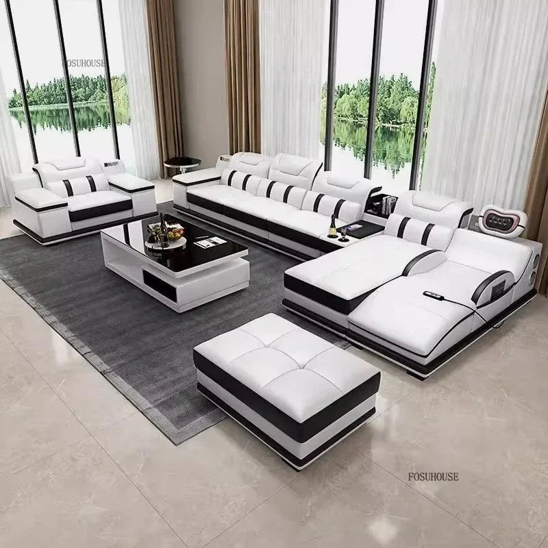 Modern Artificial Leather Living Room Sofa Combination Luxury Chaise Longue High-end Sofas Living Room Furniture