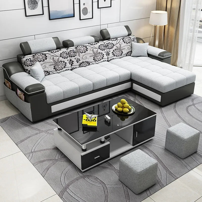 Leather sofa, simple and modern small apartment sofa, three people in the living room