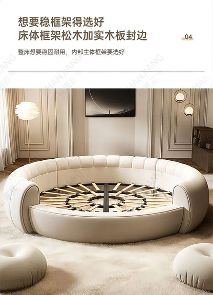Round Confortable Bed Aesthetics Quality King Size Apartment Unique Bed Frame Modern Wedding Cama De Casal Bedroom Furniture