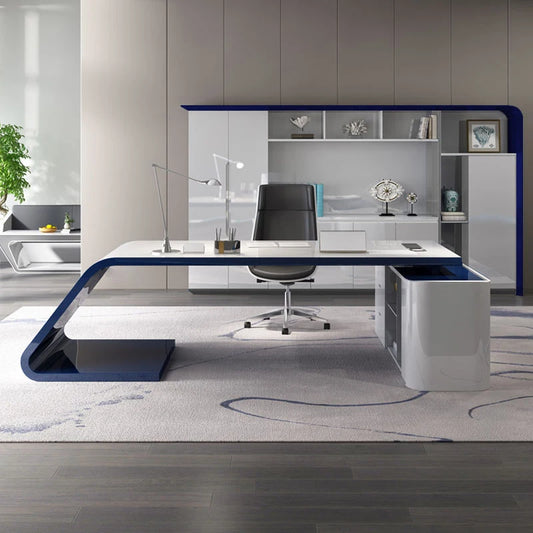 The boss's desk is minimalist, modern, large class, painted, and the president's desk is a female fashion manager