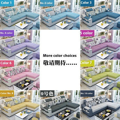Modern Luxury Three-Seat Home Furniture L-Shape Love Sofa Set with Sponge Filling Fabric Design for Living Room Best Price